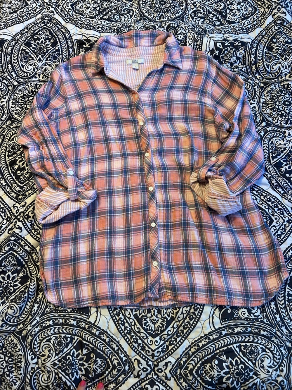 croft & barrow Pink and Blue Plaid Button Shirt
